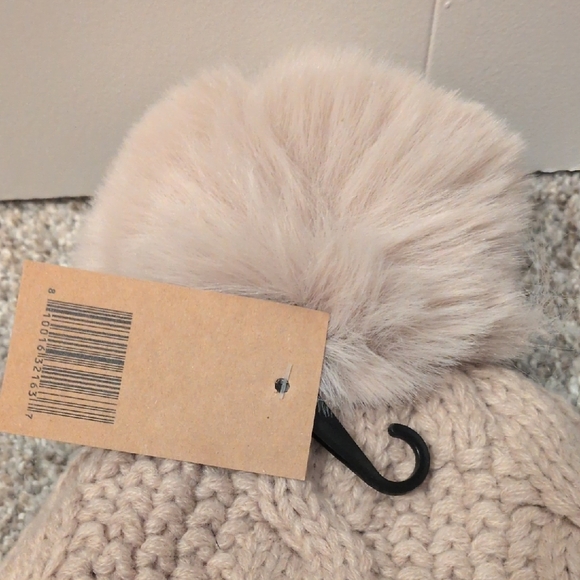 UGG Cream Cable Knit Beanie with Pom-Pom - Picture 2 of 5